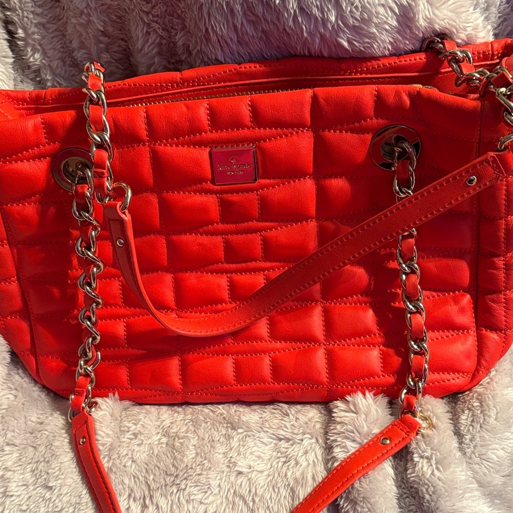 Kate Spade Vibrant Orange Quilted Shoulder Bag